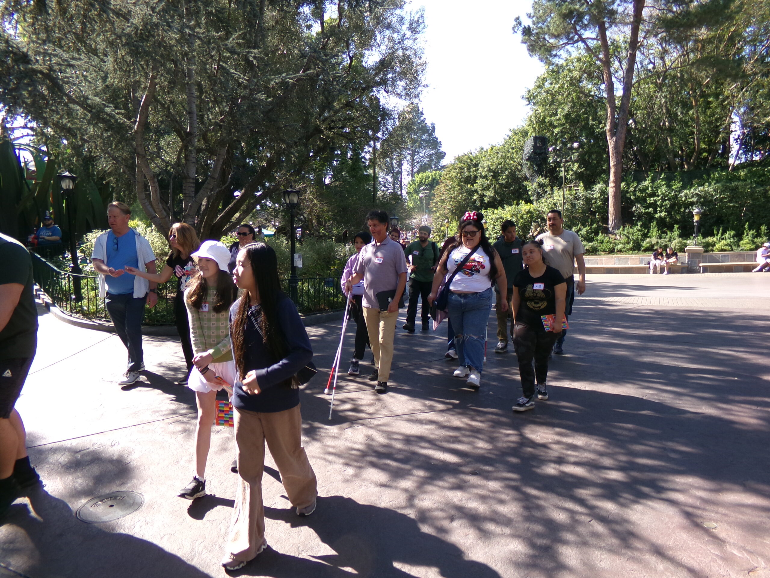 Group gathers, walking together.